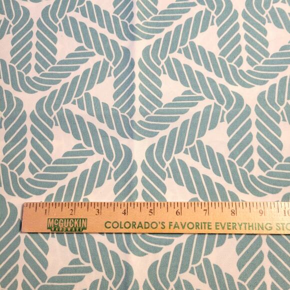 P/K Lifestyles Outdoor Screen Print Fabric Rope Design 54"x51" Cream Green - Picture 2 of 12